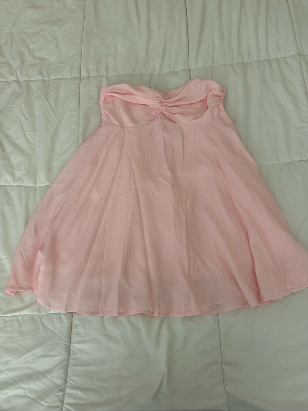 Edikted Strapless Pale Pink Chiffon Party Dress